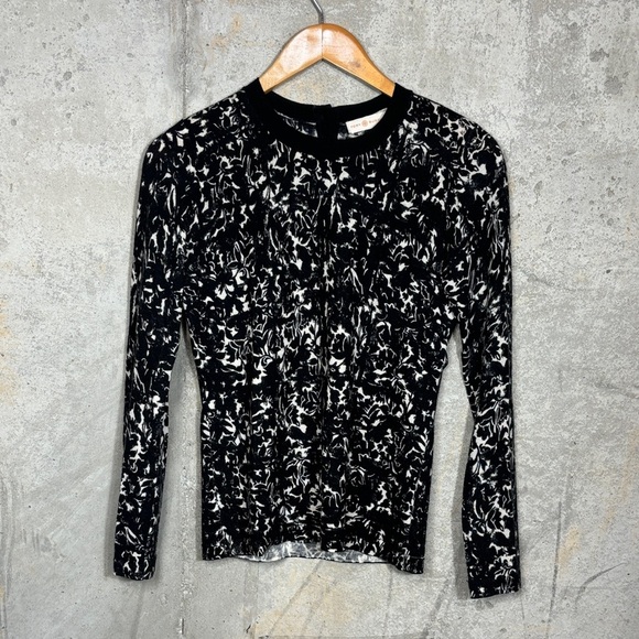 Tory Burch Merino Wool Black and White Long Sleeve Top - Picture 1 of 5